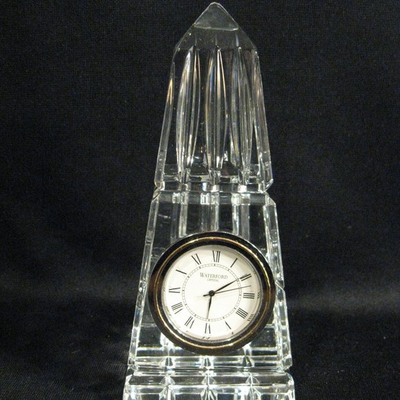 WATERFORD CRYSTAL OBELISK QUARTZ CLOCK - Picture 1 of 4